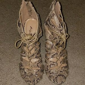 Snake skin strappy heels